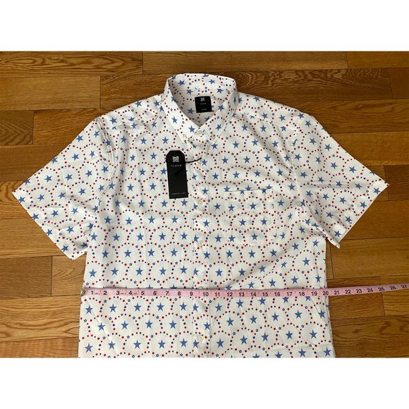 Visive Mens Short Sleeve Shirt Button Down Star Stripes Patriotic USA Large NEW - Picture 6 of 6